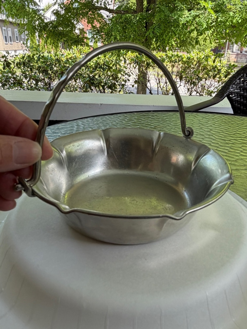 Royal Holland Pewter Vintage-Style Metal Basket with Handle